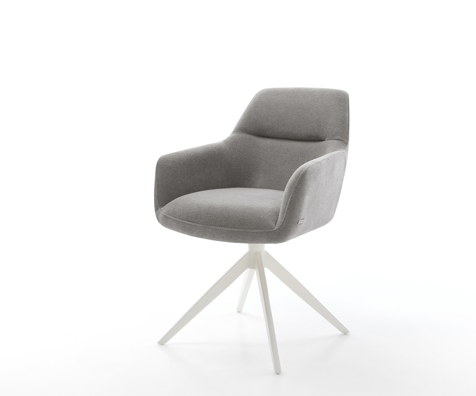 Étkezőszék Pejo-Flex strukturált szövet puha szürke kereszt láb széles fehér 360° forgatható billenő zsákrugós matrac