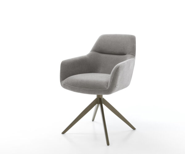 Étkezőszék Pejo-Flex strukturált szövet puha szürke kereszt láb széles titán színű hatvan fokban forgatható billenő zsákrugós matrac