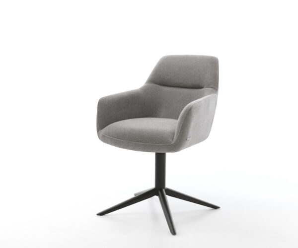 Étkezőszék Pejo-Flex strukturált szövet puha szürke fekete kereszt láb 360° forgatható billenő zsákrugós matrac