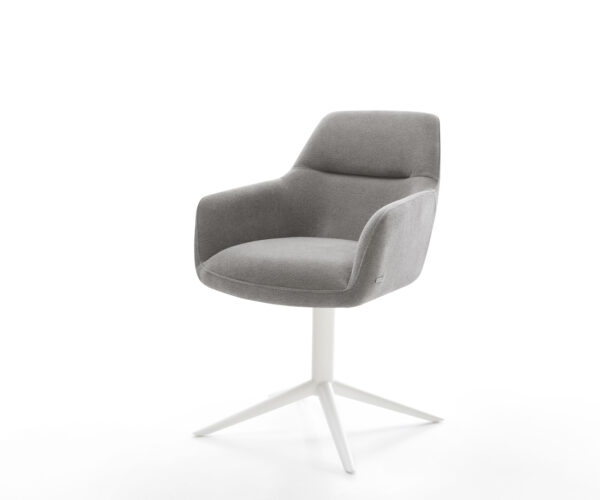 Étkezőszék Pejo-Flex strukturált szövet puha szürke fehér kereszt láb 360° forgatható billenő zsákrugós