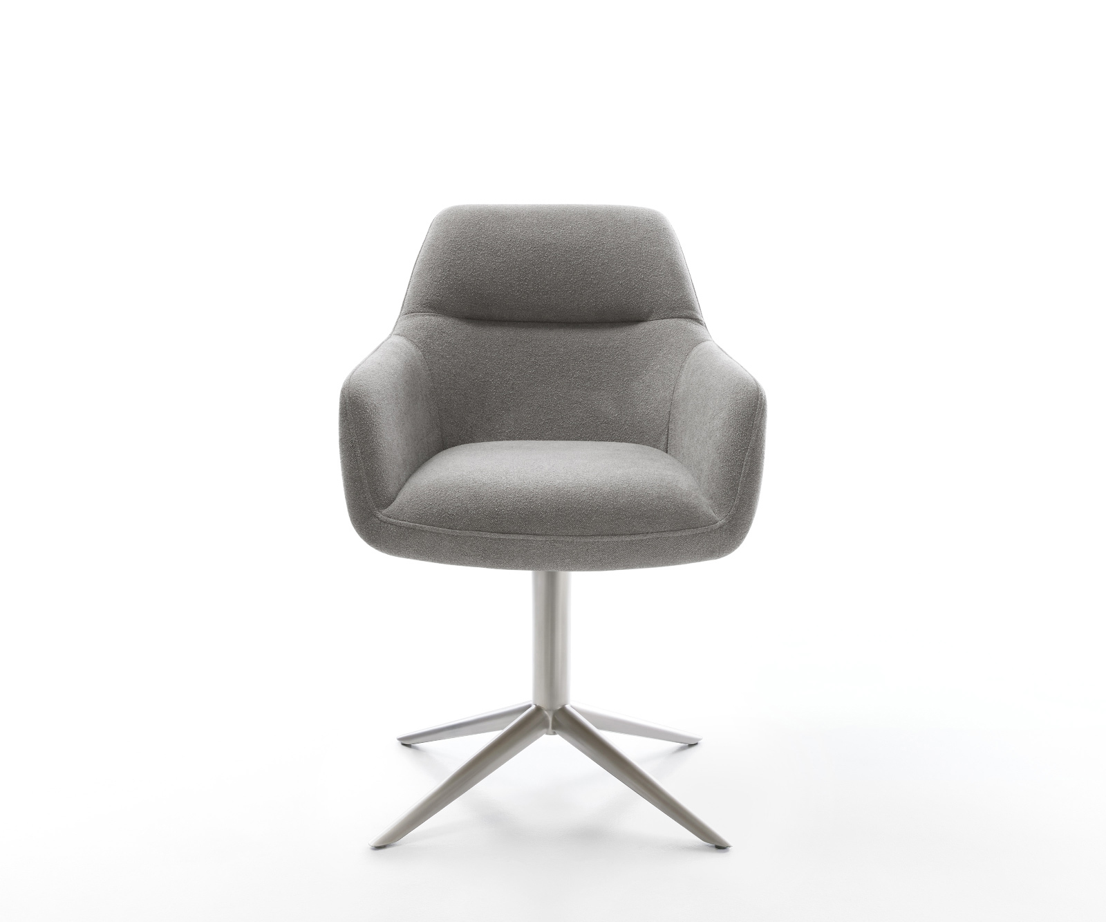 Étkezőszék Pejo-Flex strukturált szövet puha szürke rozsdamentes acél kereszt láb 360° forgatható billenő zsákrugós matrac - Image 2