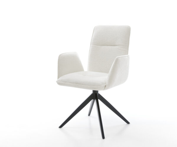 Étkezőszék Vinja-Flex bouclé puha bézs kereszt láb széles fekete 360° forgatható billenő funkció