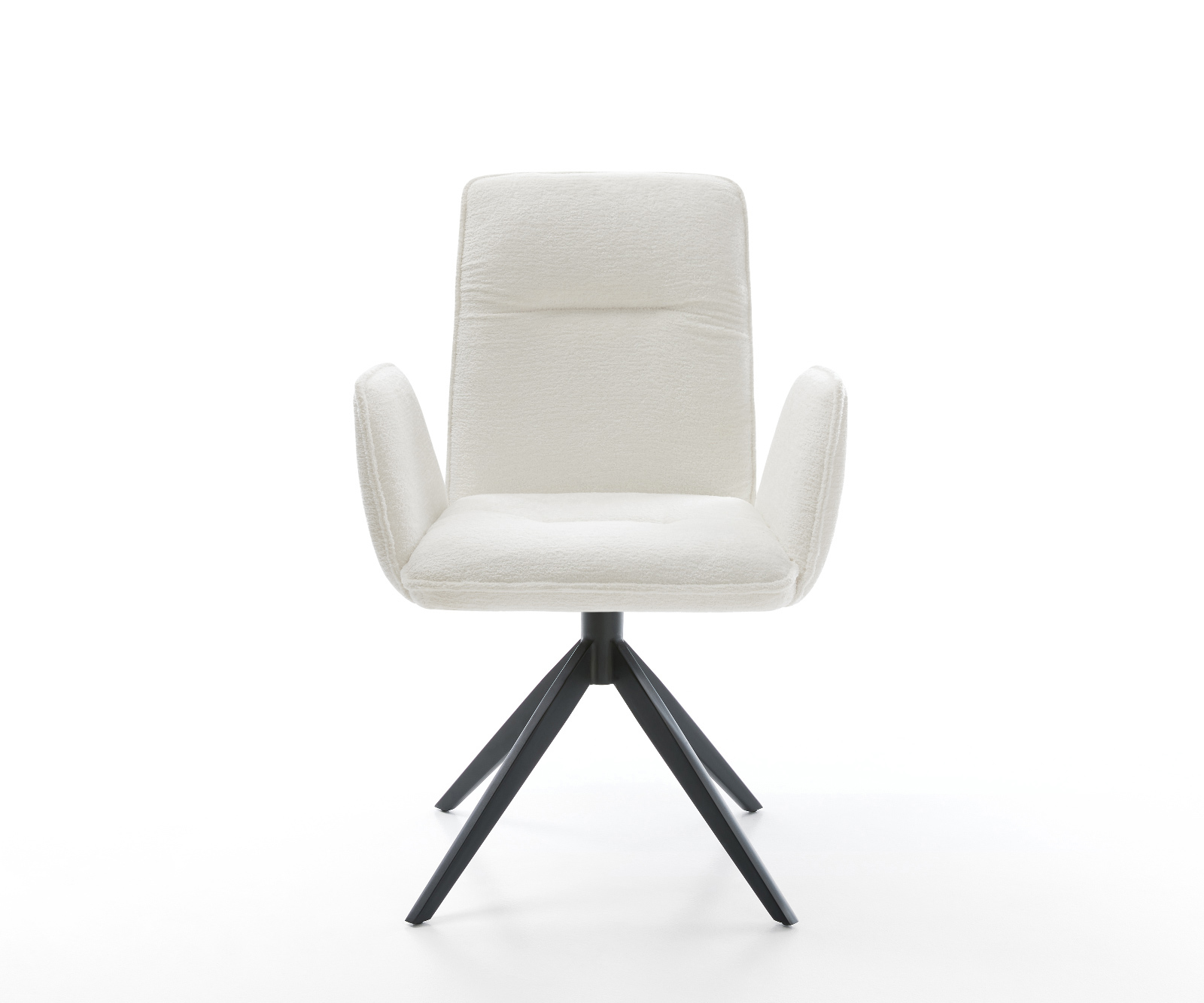 Étkezőszék Vinja-Flex bouclé puha bézs kereszt láb széles fekete 360° forgatható billenő funkció - Image 2