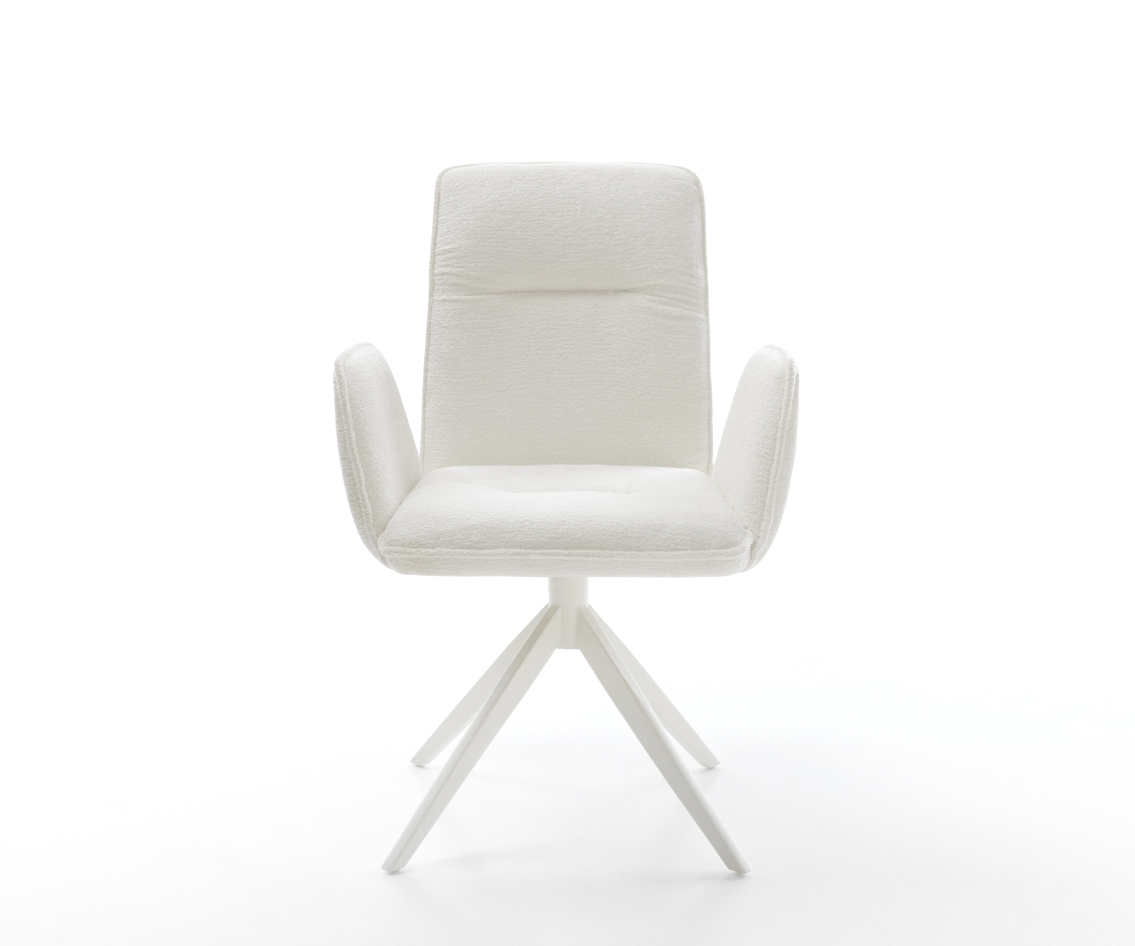 Étkezőszék Vinja-Flex bouclé puha bézs kereszt láb széles fehér 360° forgatható billenő funkció - Image 2