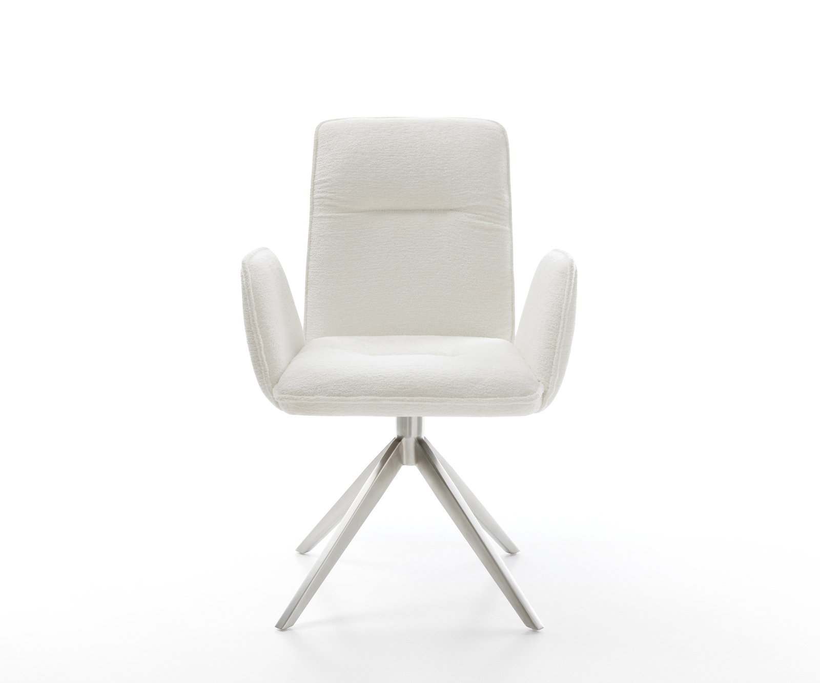 Étkezőszék Vinja-Flex bouclé puha bézs kereszt láb széles rozsdamentes acél 360° forgatható billenő funkció - Image 2