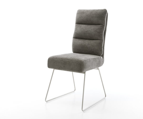 Étkezőszék Pela-Flex bouclé puha sötét bézs vékony láb rozsdamentes acél zsákrugó