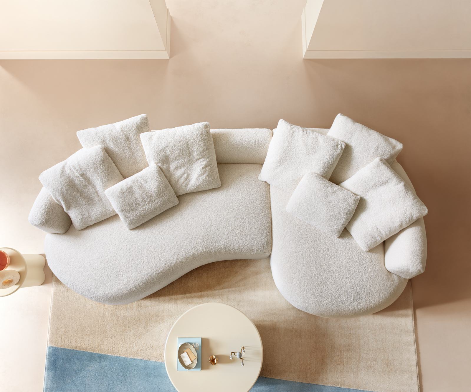 Nagy kanapé Edina 330x170 cm teddy szövet bézs - Image 5