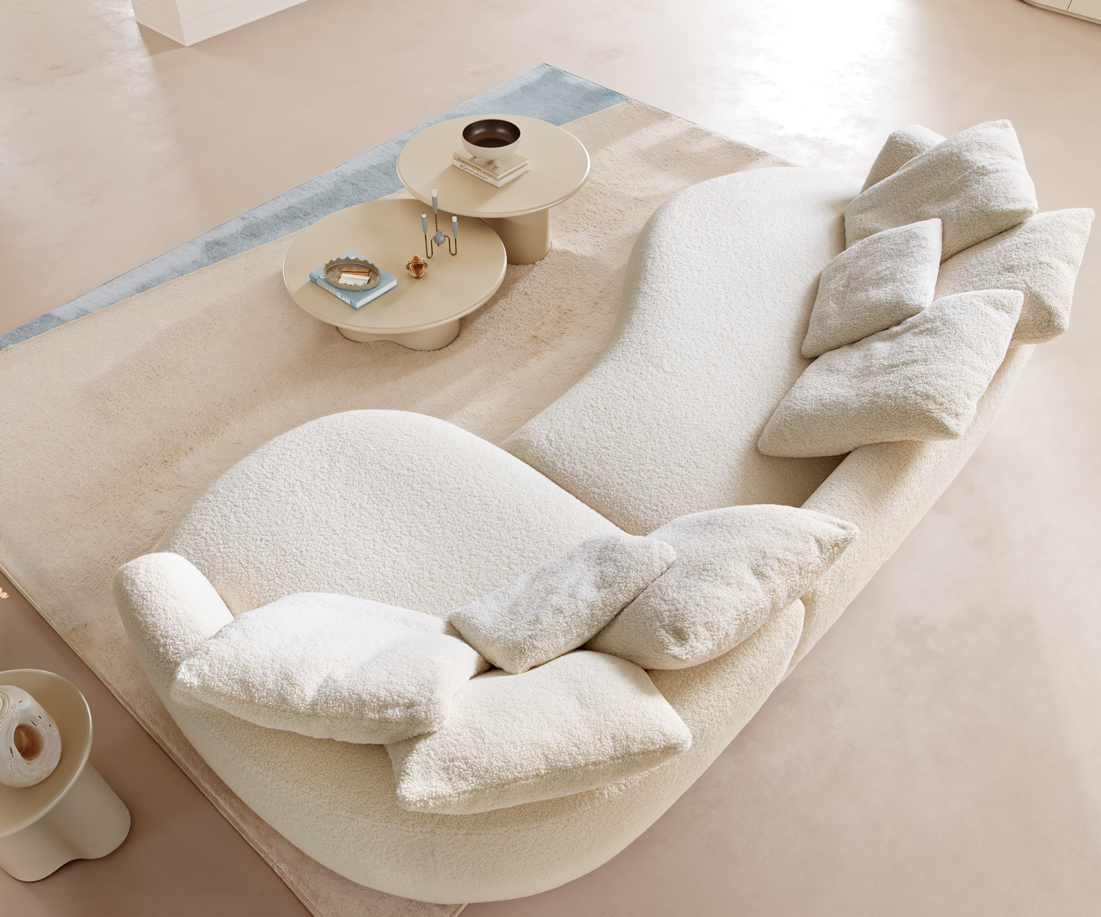 Nagy kanapé Edina 330x170 cm teddy szövet bézs - Image 4