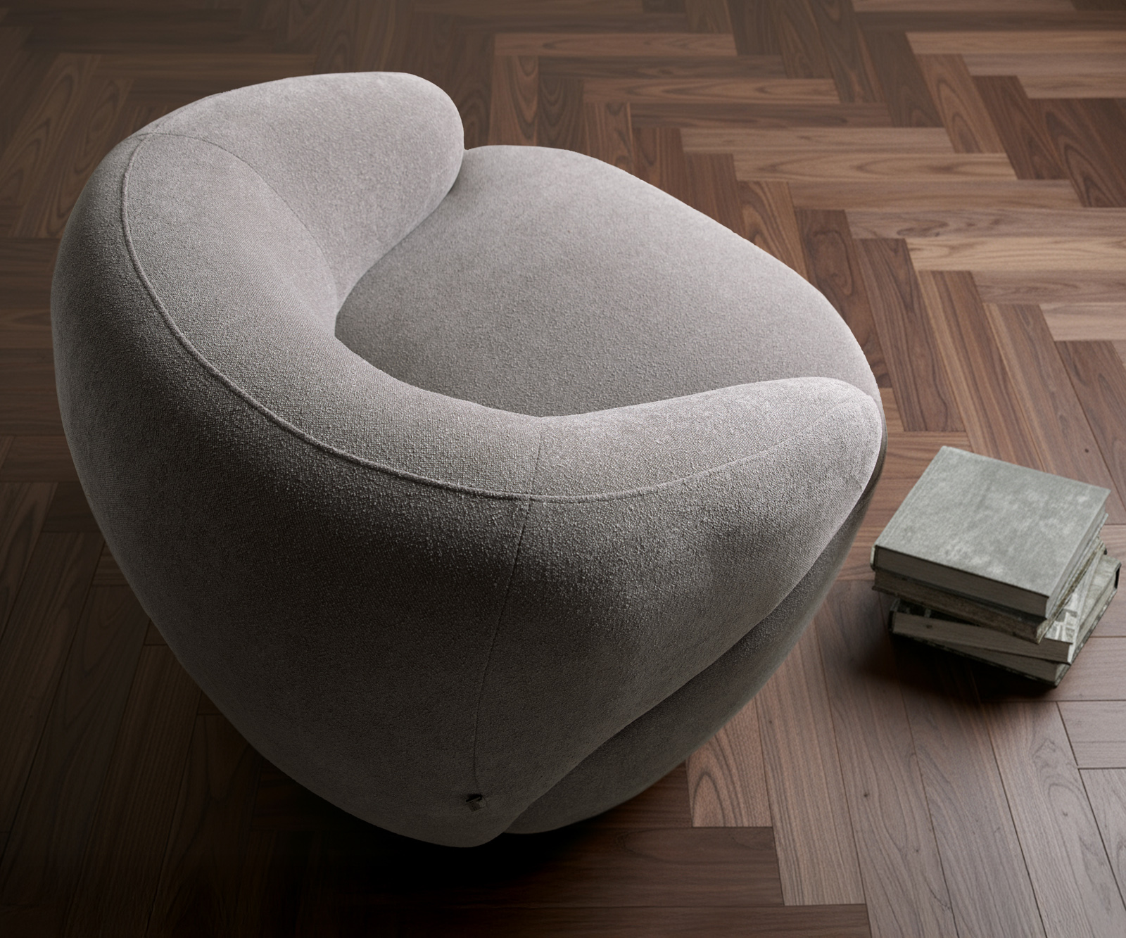 Lounge fotel Nova 88x88 cm strukturált szövet puha szürke - Image 4