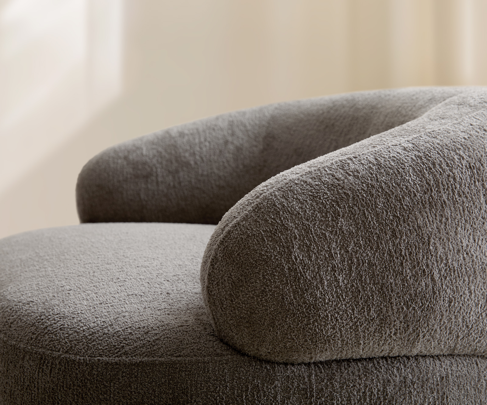 Lounge fotel Nova 88x88 cm bouclé puha sötét bézs - Image 5