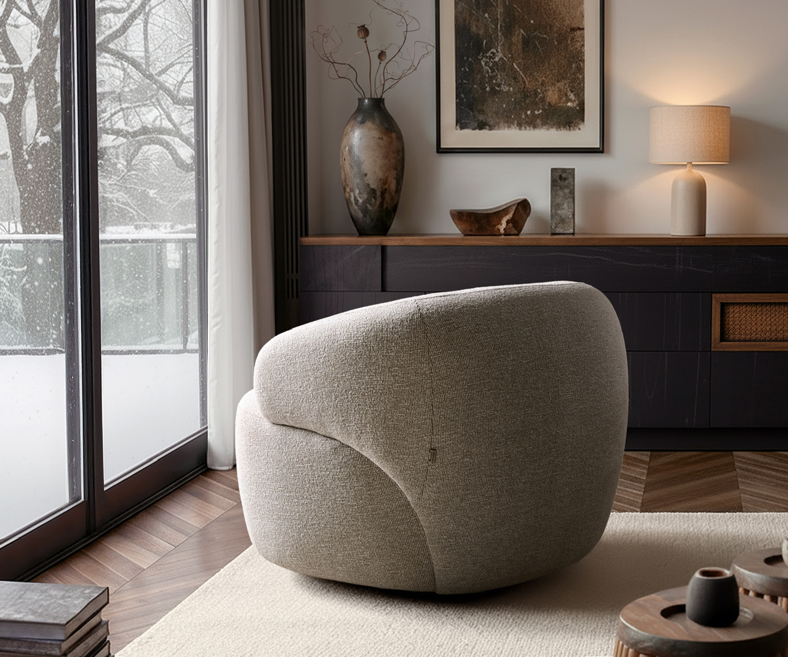 Lounge fotel Nova 88x88 cm szövött szövet puha bézs - Image 8