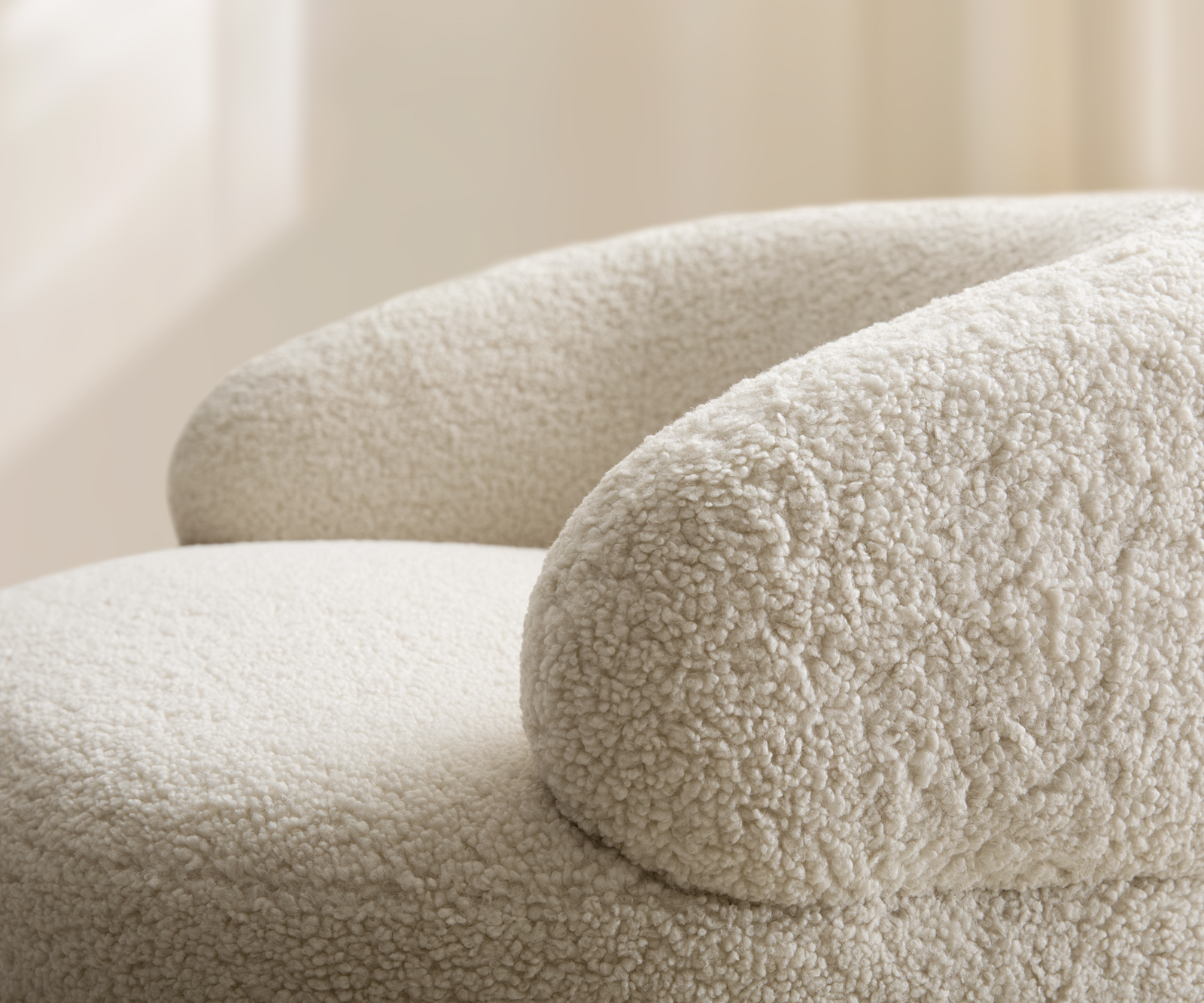 Lounge fotel Nova 88x88 cm teddy szövet bézs - Image 5