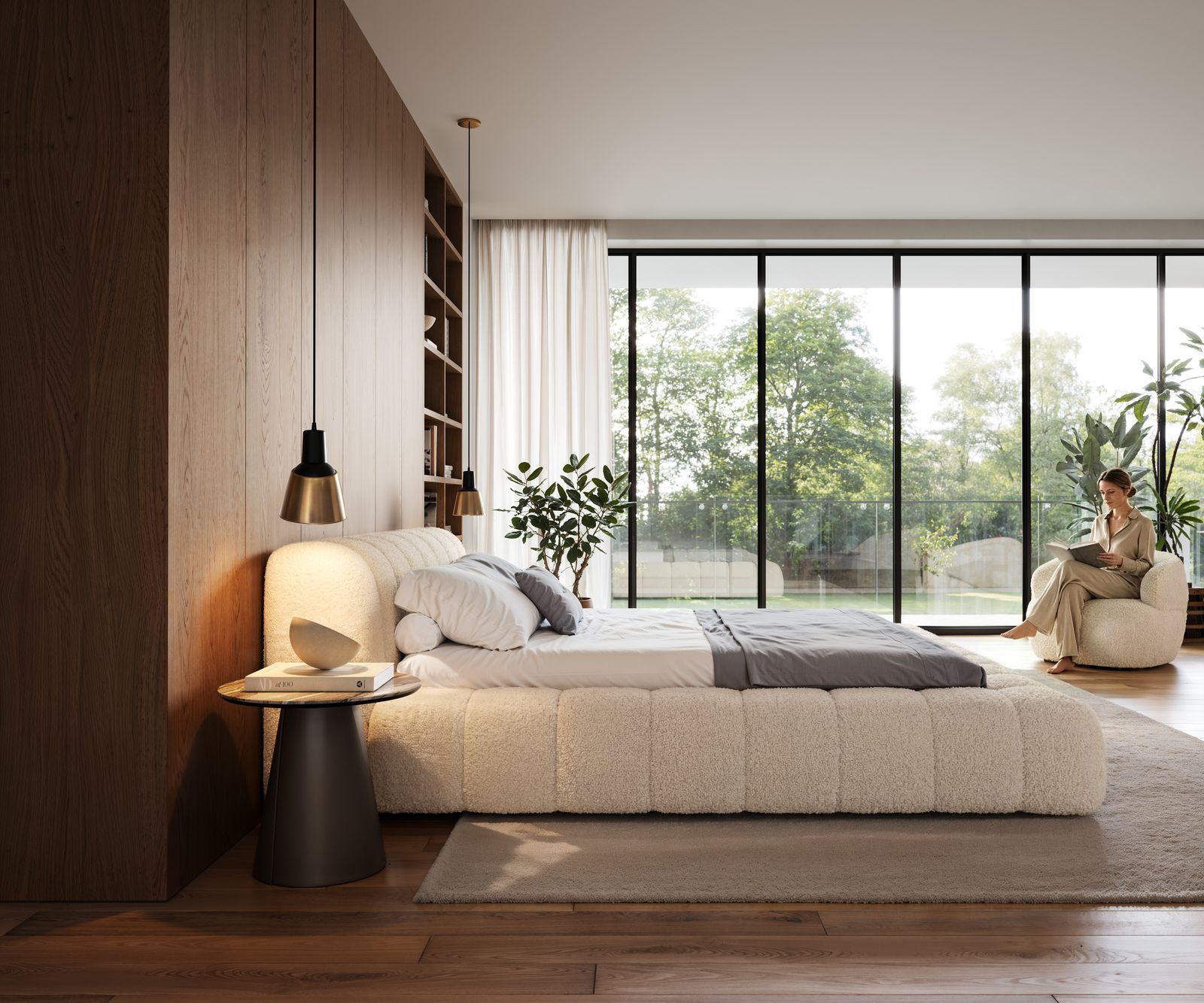 Kárpitozott ágy Cutio 180x200 cm teddy szövet bézs - Image 5