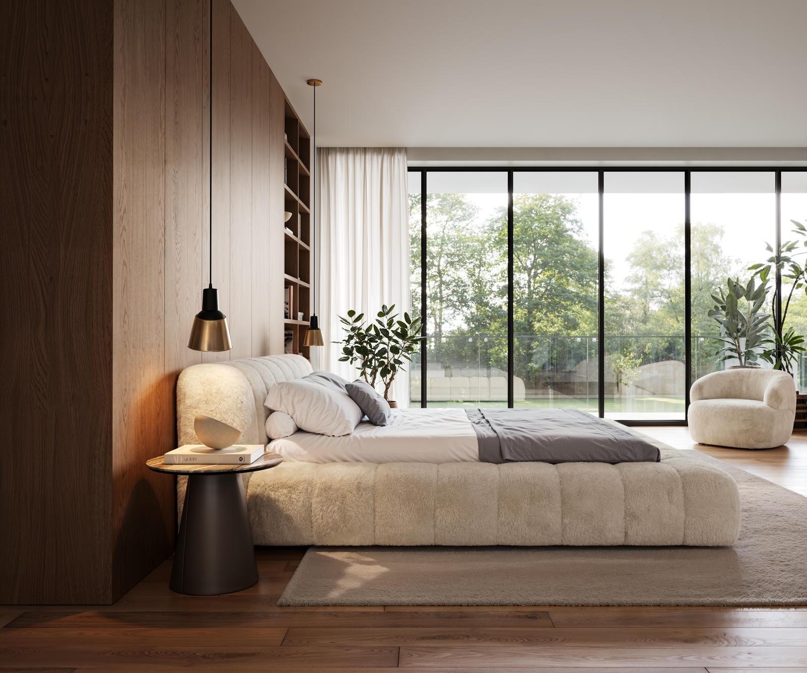 Kárpitozott ágy Cutio 180x200 cm plüss krémfehér - Image 5