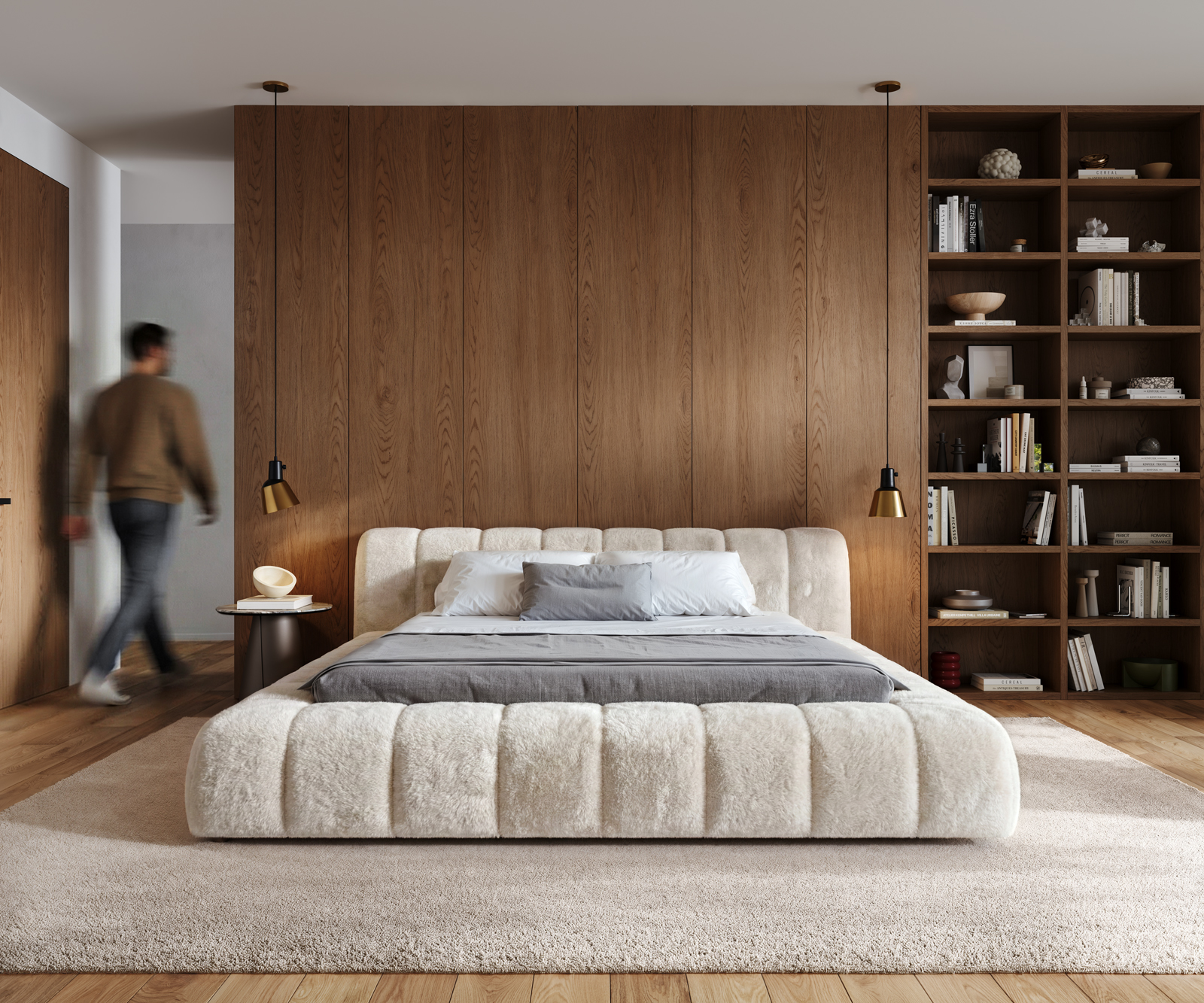 Kárpitozott ágy Cutio 180x200 cm plüss krémfehér - Image 2