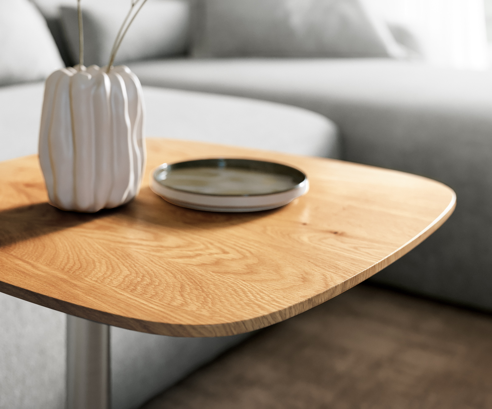 Dohányzóasztal Edge hajóformájú 50x50 cm tölgy természetes svájci él Eleny rozsdamentes acél szálcsiszolt - Image 5