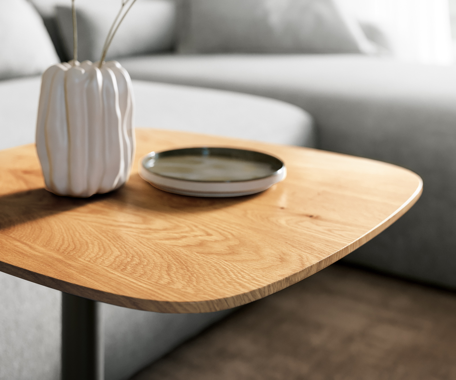 Dohányzóasztal Edge hajóformájú 50x50 cm tölgy természetes svájci él Eleny fém fekete - Image 5