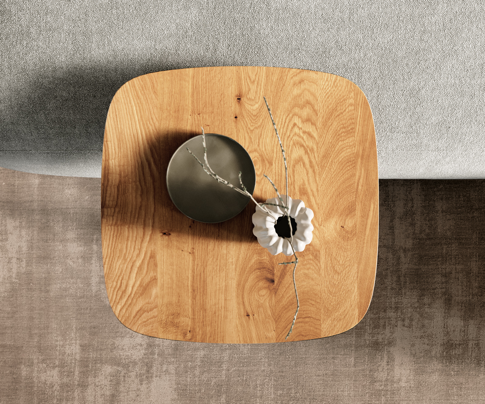 Dohányzóasztal Edge hajóformájú 50x50 cm tölgy természetes svájci él Eleny fém fekete - Image 4