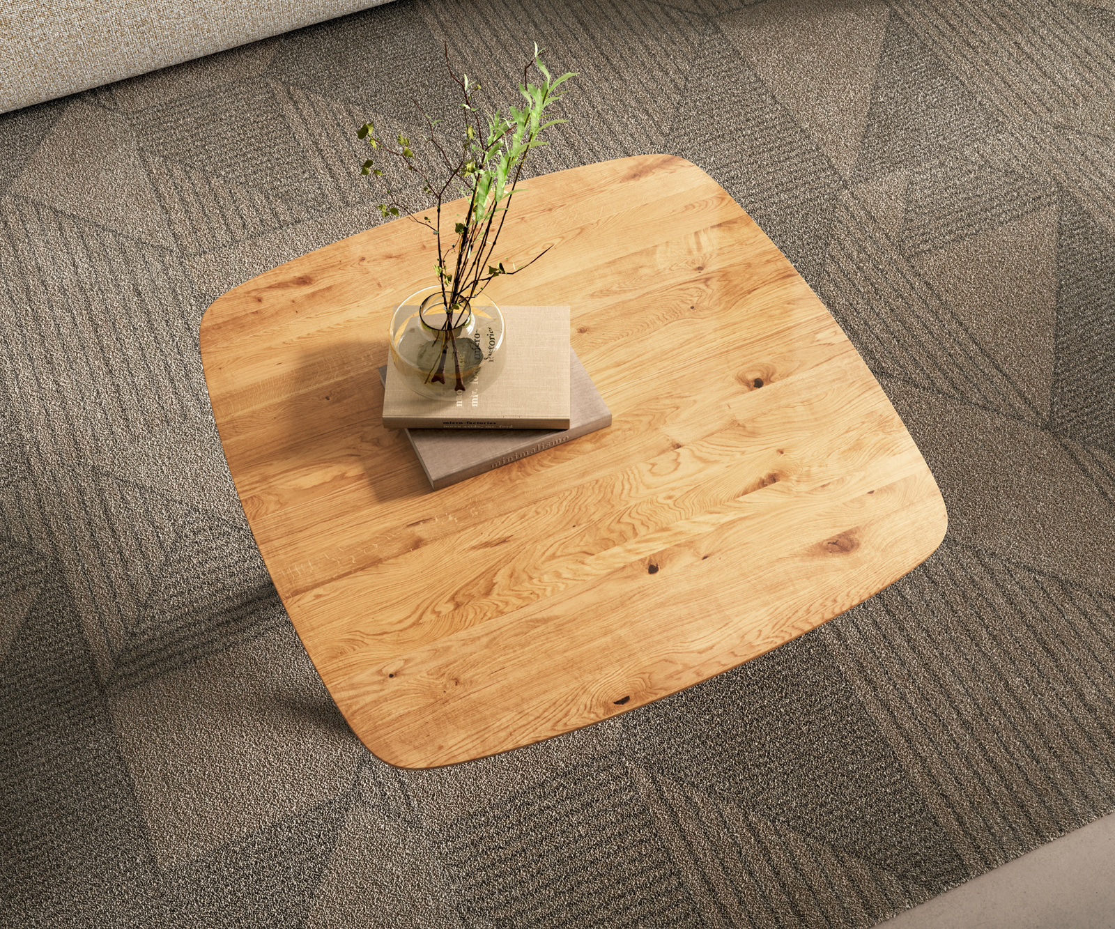 Dohányzóasztal Edge hajóformájú 90x90 cm tölgy természetes svájci él Sarity fém fekete - Image 4