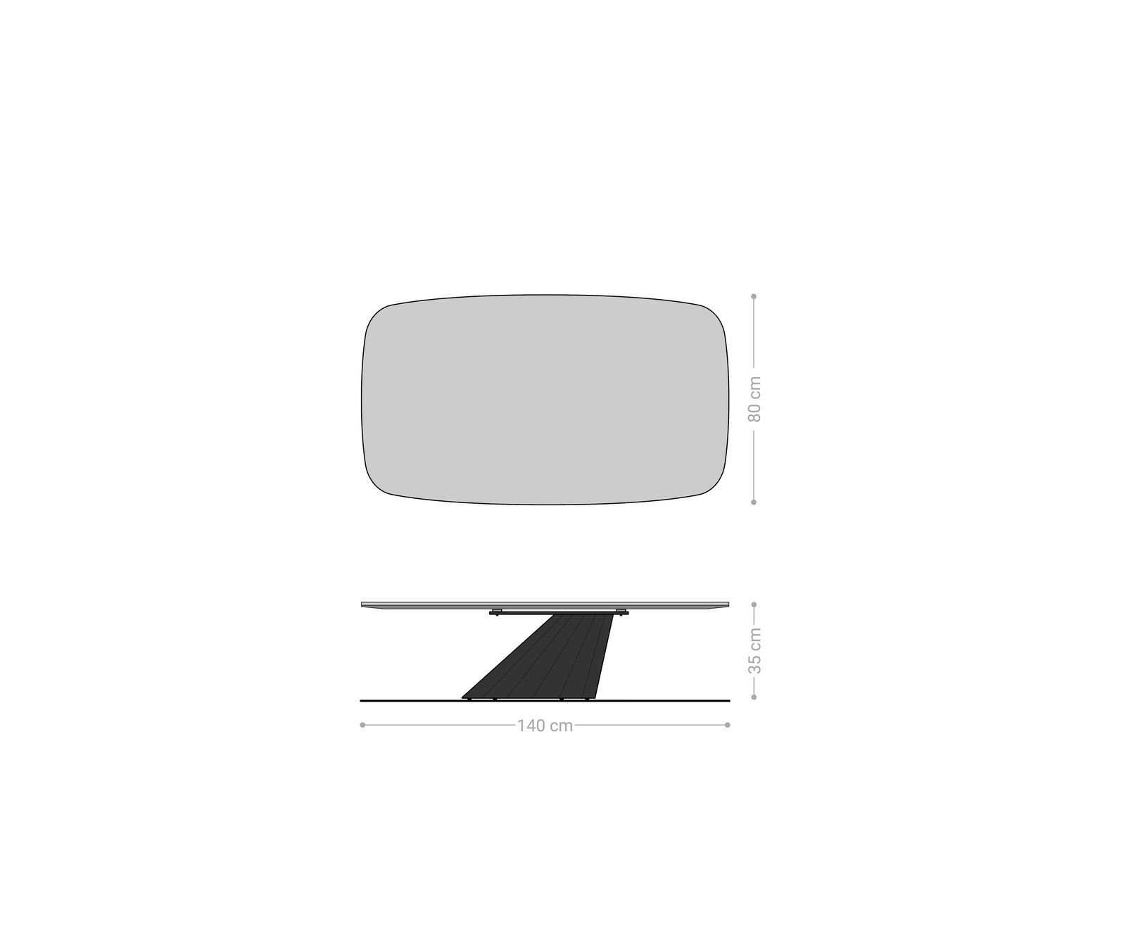 Dohányzóasztal Edge hajóformájú 140x80 cm Laminam® kerámia Noir Desir barna Parabi metál ezüst - Image 7