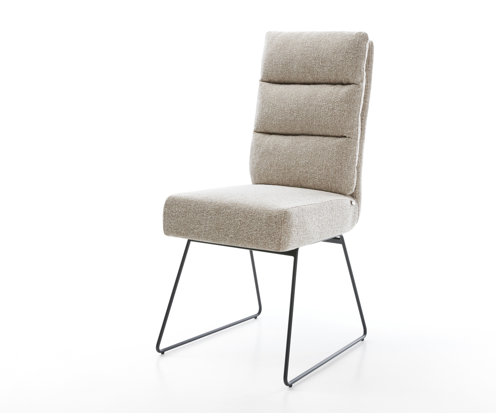 Étkezőszék Pela-Flex szövött szövet puha bézs vékony láb fekete zsákrugó