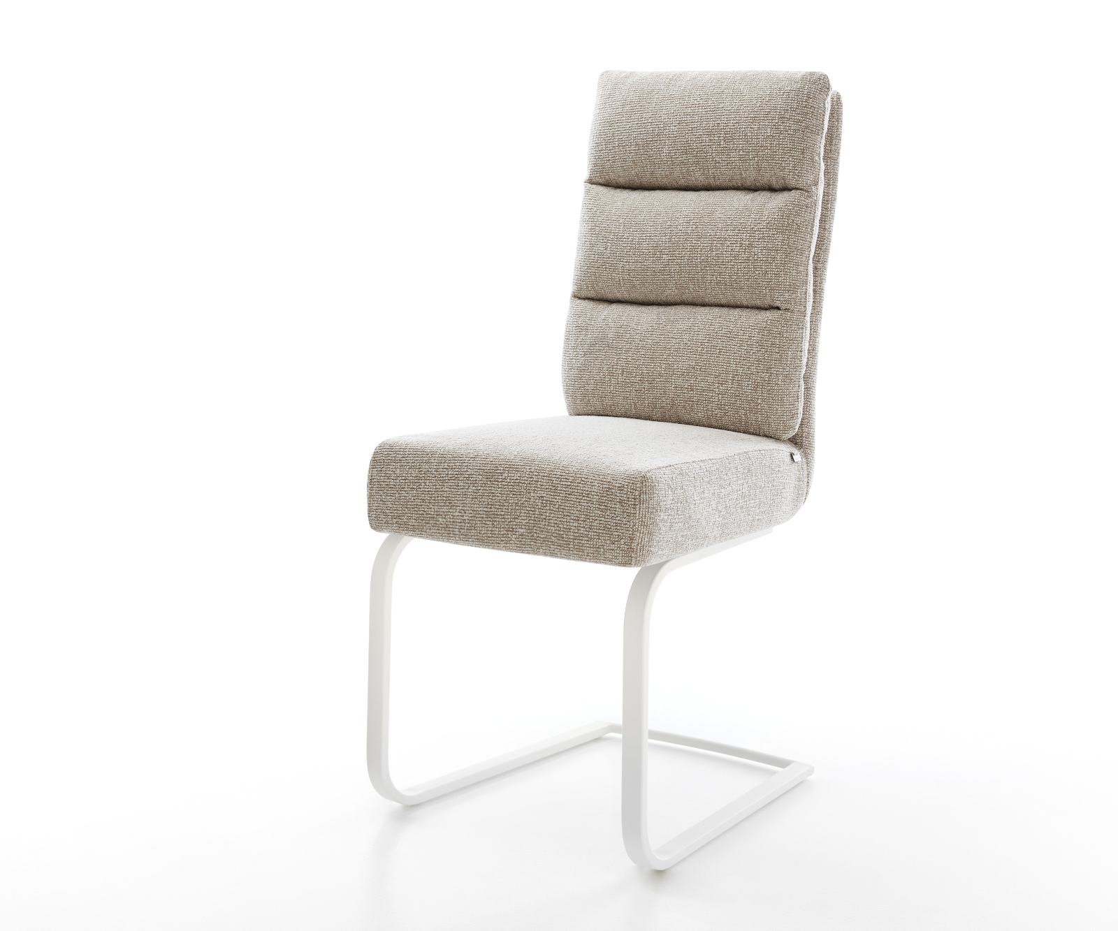 Étkezőszék Pela-Flex szövött szövet puha bézs konzolos lapos fehér zsákrugós