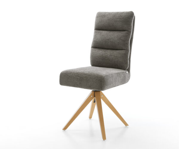 Étkezőszék Pela-Flex bouclé puha sötét bézs fa láb szögletes természetes 180° forgatható zsákrugós