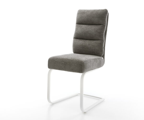 Étkezőszék Pela-Flex bouclé puha sötét bézs konzolos lapos fehér zsákrugós