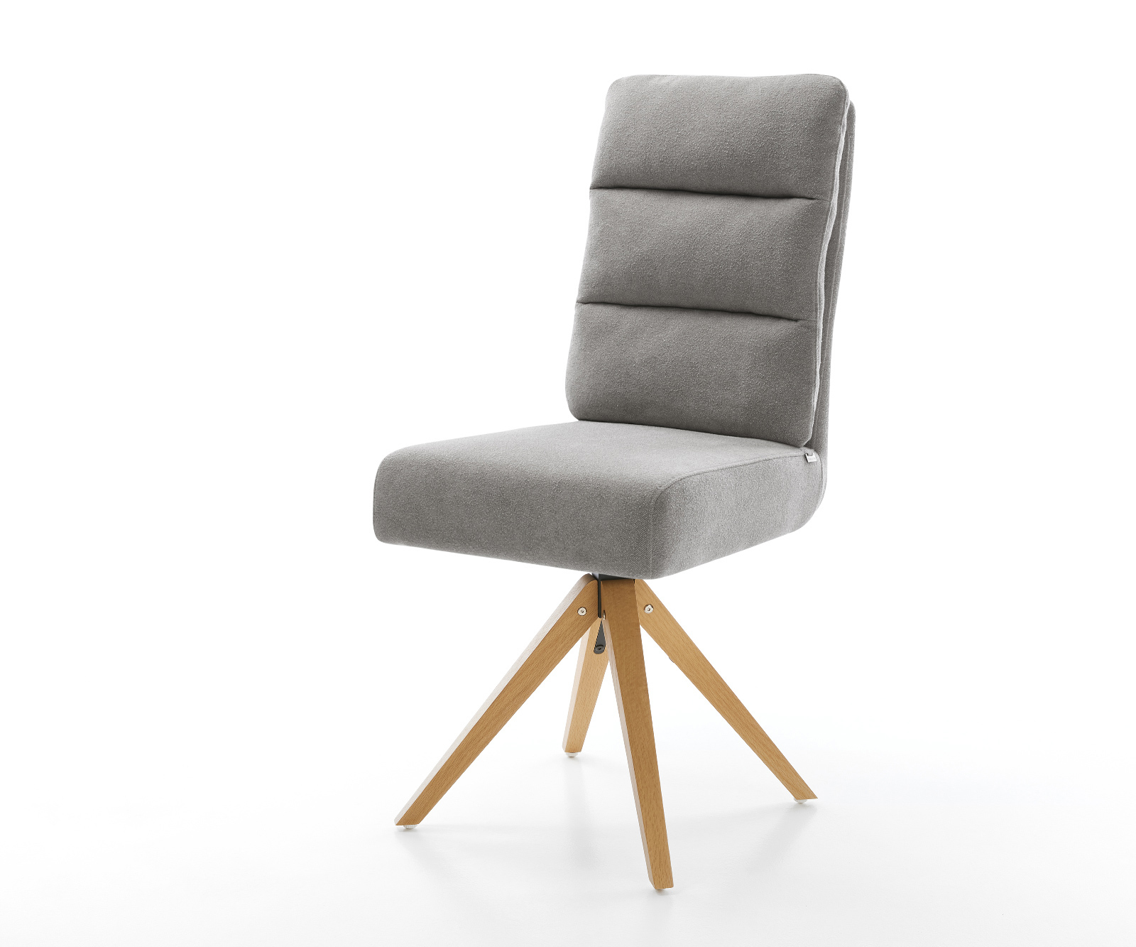 Étkezőszék Pela-Flex strukturált szövet puha szürke fa láb szögletes természetes 180° forgatható zsákrugós