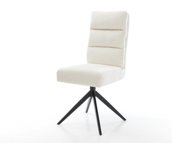 Étkezőszék Pela-Flex bouclé puha bézs kereszt láb széles fekete 360° forgatható billenő zsákrugó