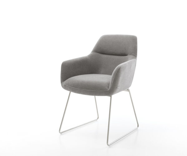 Étkezőszék Pejo-Flex strukturált szövet puha szürke vékony láb rozsdamentes acél zsákrugó