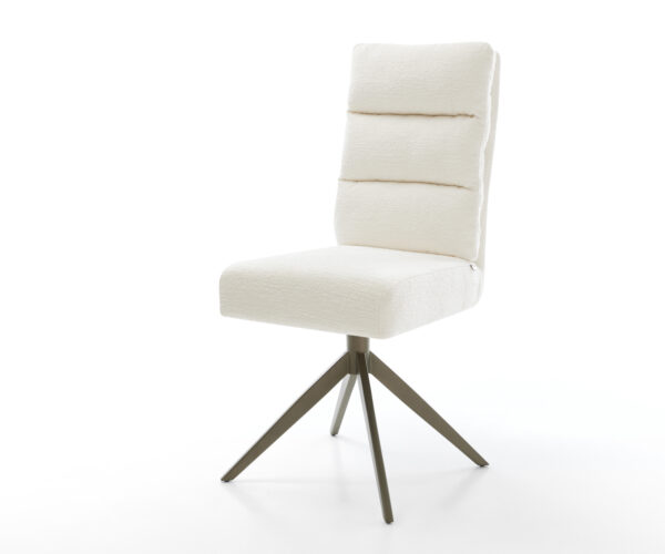 Étkezőszék Pela-Flex bouclé puha bézs kereszt láb széles titánszínű hatás 360° forgatható billenő zsákrugós matrac