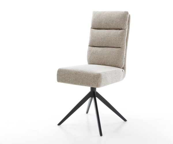 Étkezőszék Pela-Flex szövött szövet puha bézs kereszt láb széles fekete 360°-ban forgatható billenő zsákrugós matrac