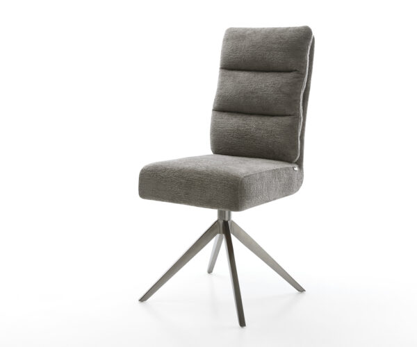 Étkezőszék Pela-Flex bouclé puha sötét bézs kereszt láb széles grafit 360° forgatható billenő zsákrugós matrac