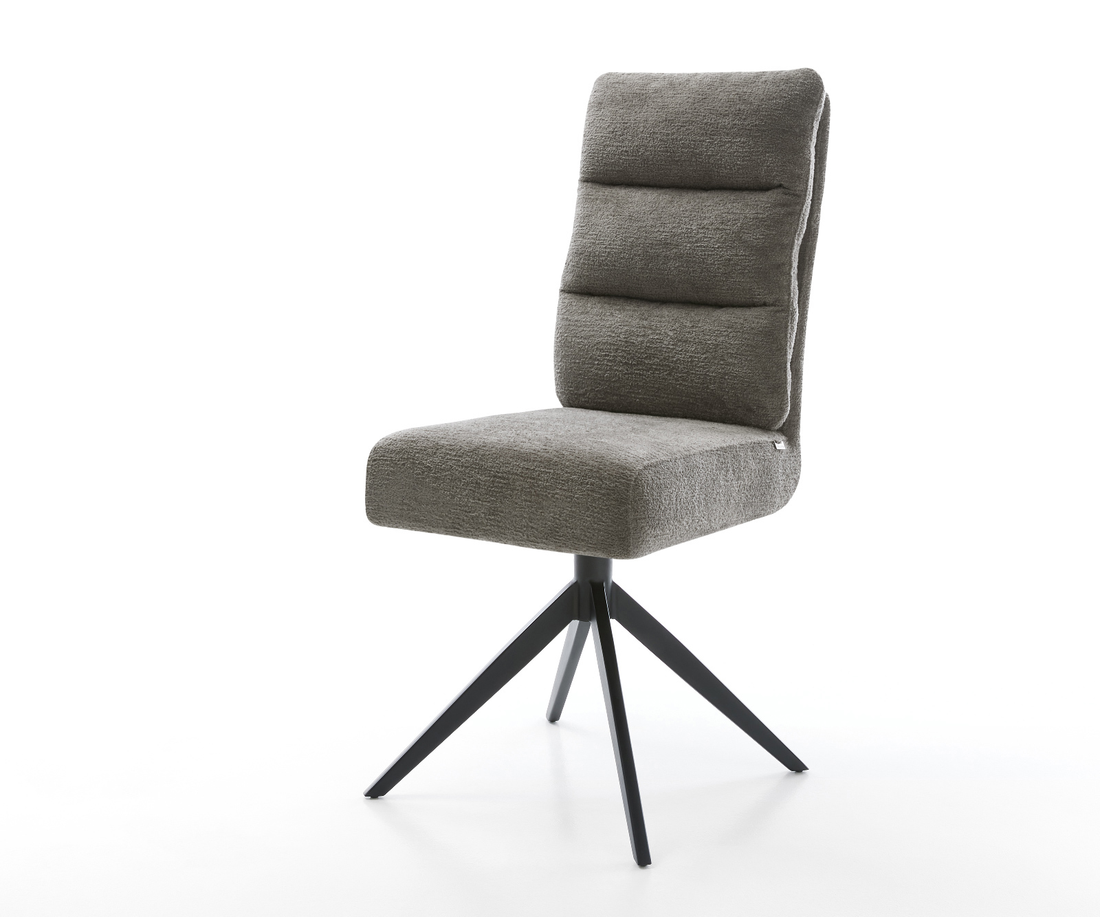 Étkezőszék Pela-Flex bouclé puha sötét bézs kereszt láb széles fekete 360° forgatható billenő zsákrugós matrac