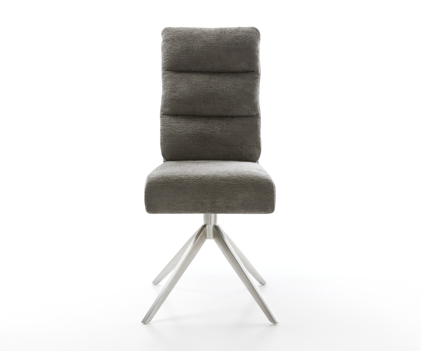 Étkezőszék Pela-Flex bouclé puha sötét bézs kereszt láb széles rozsdamentes acél 360° forgatható billenő zsákrugós matrac - Image 2