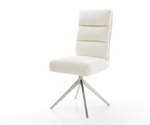 Étkezőszék Pela-Flex bouclé puha bézs kereszt láb széles rozsdamentes acél 360° forgatható billenő funkció zsákrugó