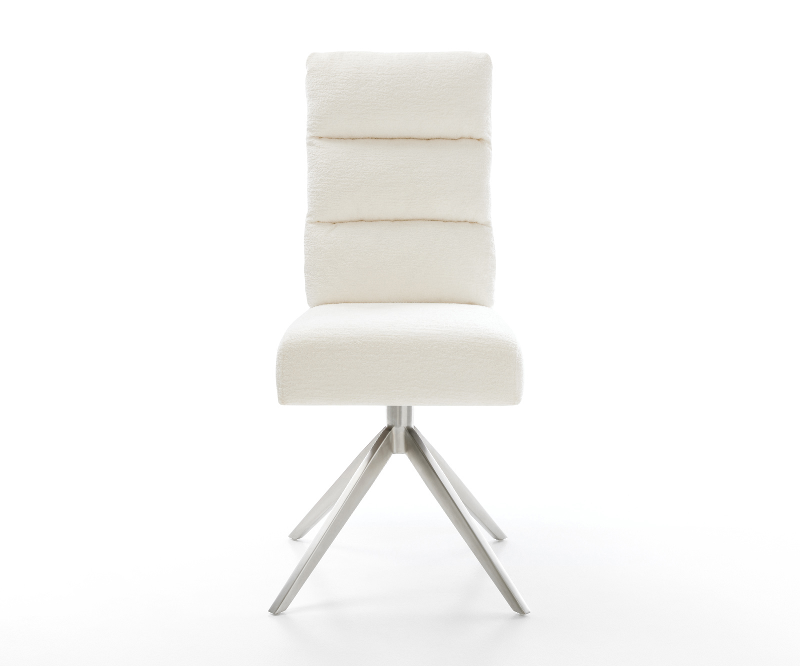 Étkezőszék Pela-Flex bouclé puha bézs kereszt láb széles rozsdamentes acél 360° forgatható billenő funkció zsákrugó - Image 2