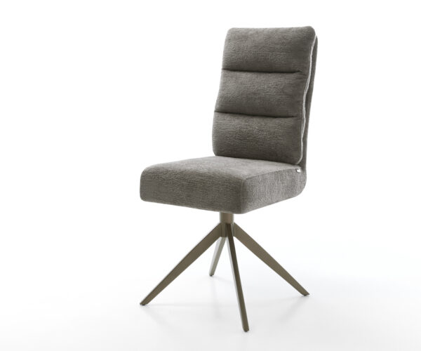 Étkezőszék Pela-Flex bouclé puha sötét bézs kereszt láb széles titán színű hatás 360° forgatható billenő zsákrugós matrac