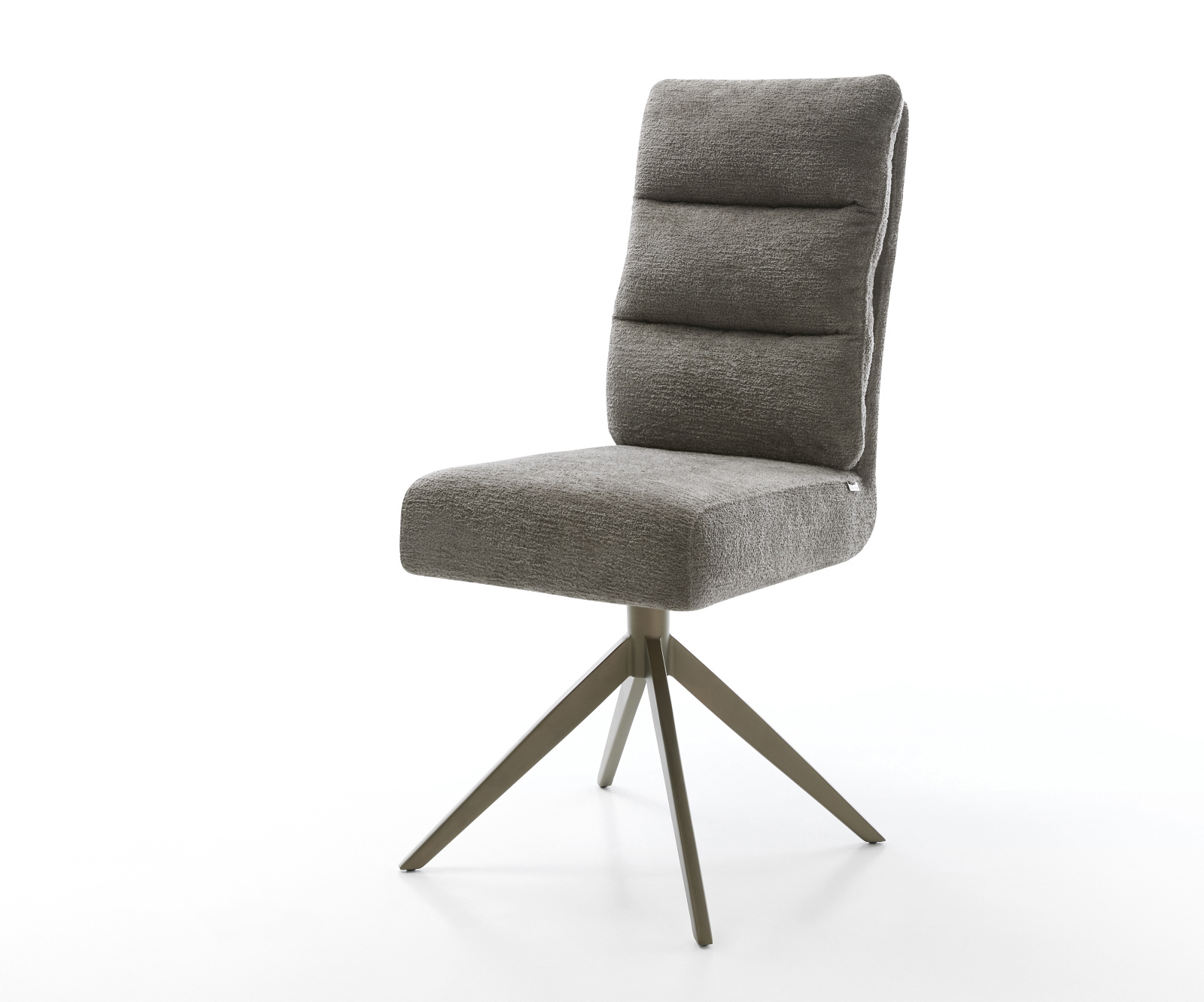 Étkezőszék Pela-Flex bouclé puha sötét bézs kereszt láb széles titán színű hatás 360° forgatható billenő zsákrugós matrac