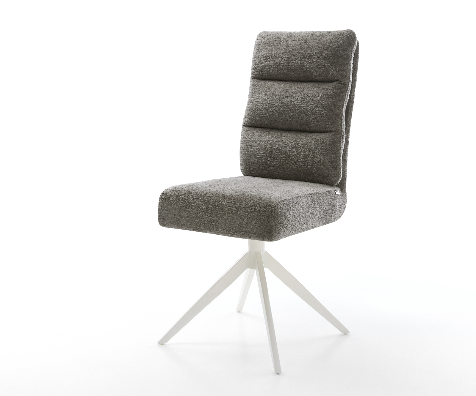 Étkezőszék Pela-Flex bouclé puha sötét bézs kereszt láb széles fehér 360° forgatható billenő zsákrugós matrac