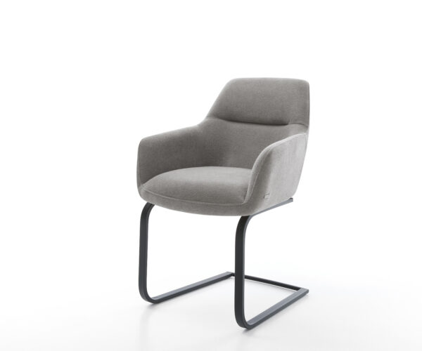 Étkezőszék Pejo-Flex strukturált szövet puha szürke konzolos lapos fekete zsákrugós ülőfelület