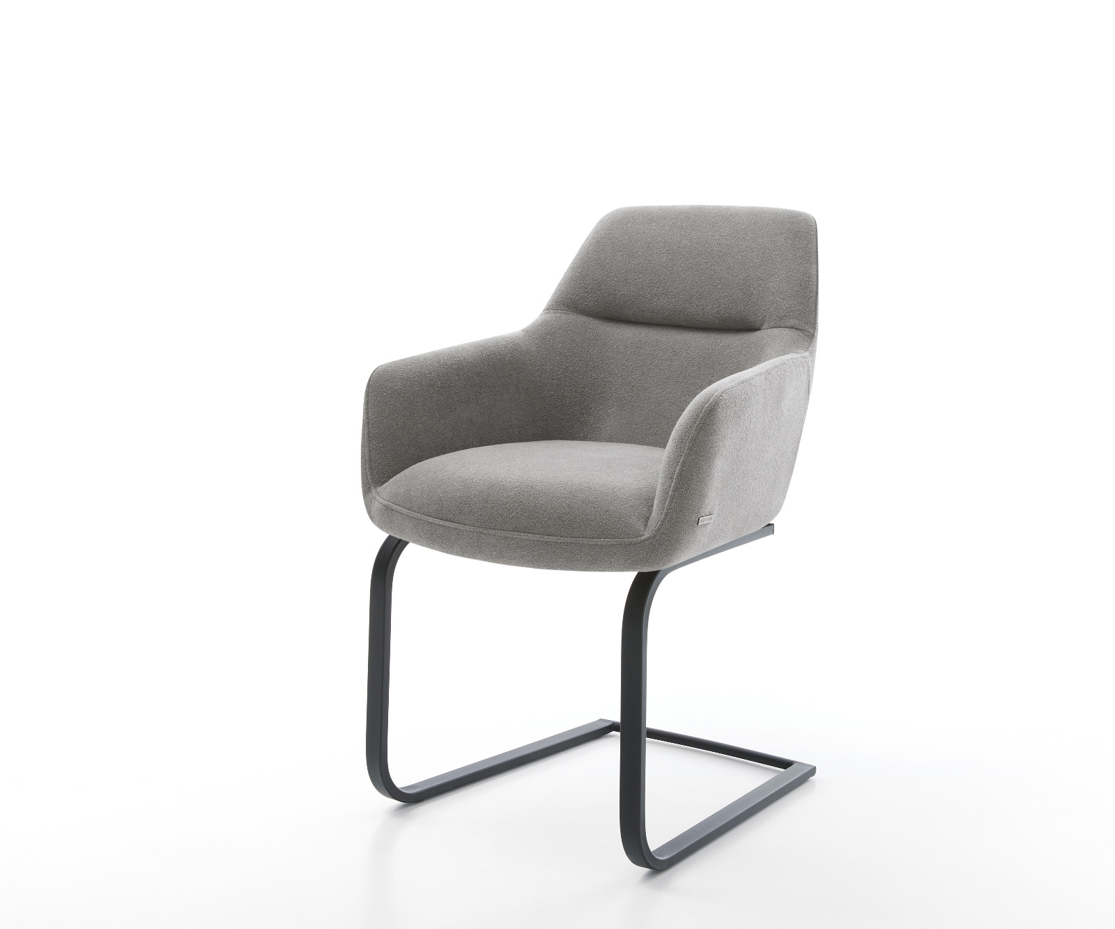 Étkezőszék Pejo-Flex strukturált szövet puha szürke konzolos lapos fekete zsákrugós ülőfelület