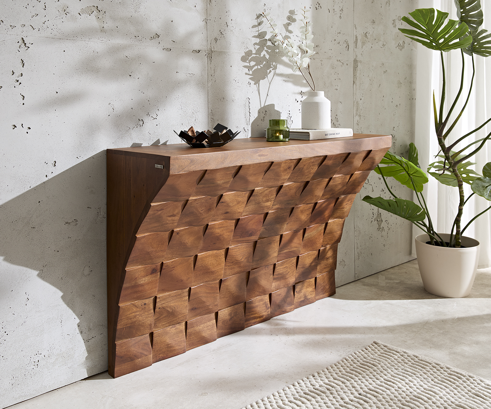 Konzolasztal Eremos 120x35 cm akác barna