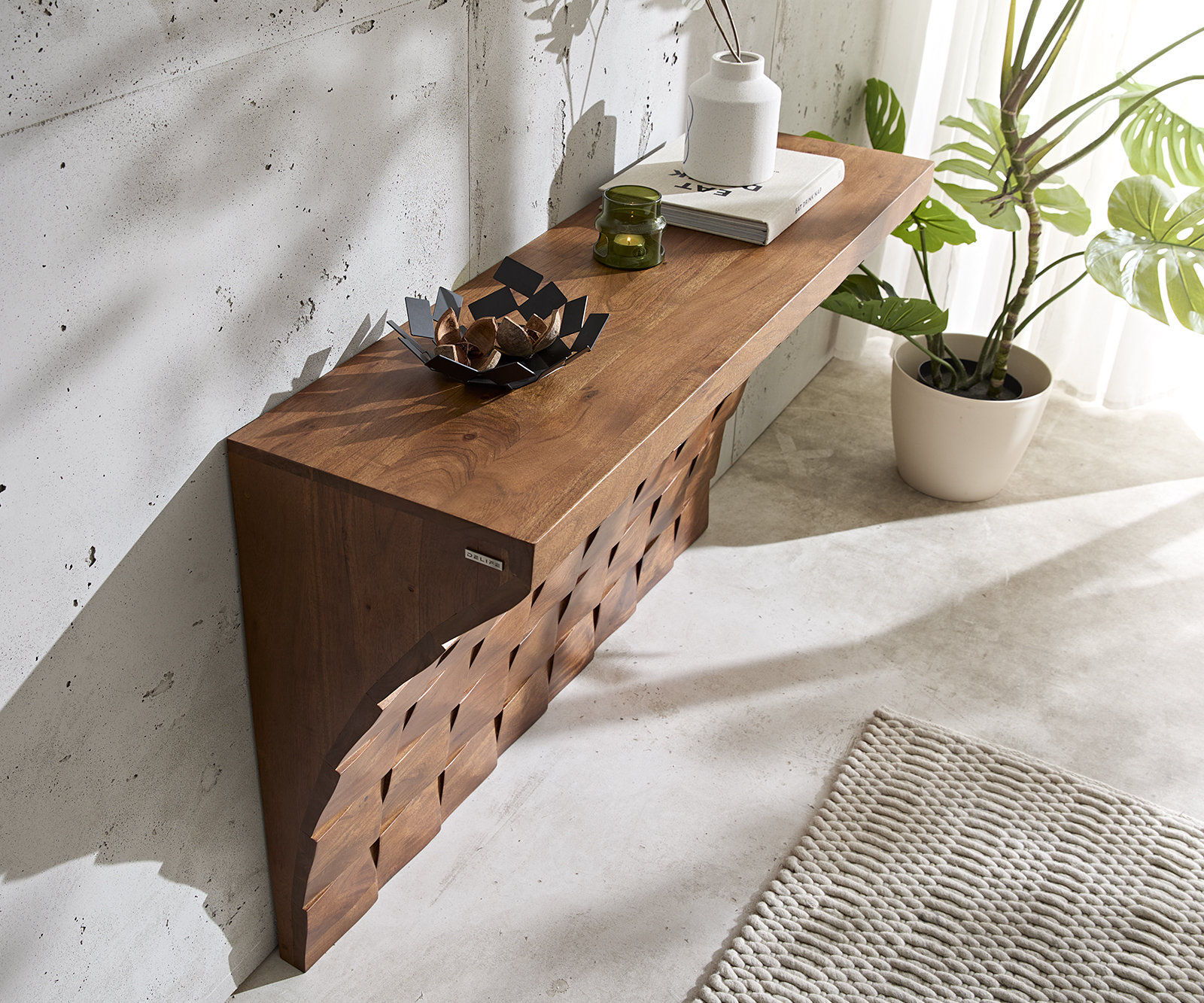 Konzolasztal Eremos 120x35 cm akác barna - Image 4