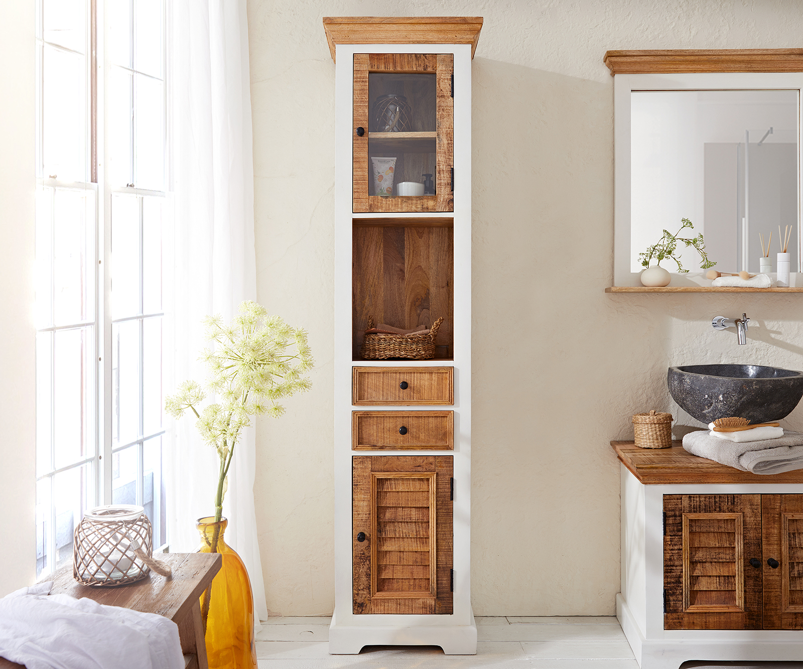 Szekrény Casa 45x190 cm mango fehér természetes - Image 2