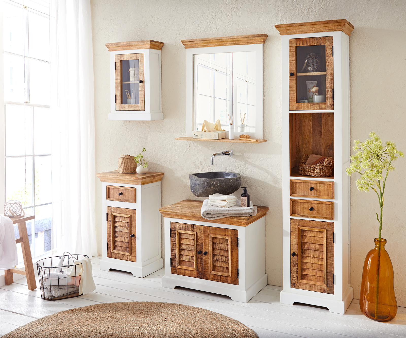 Szekrény Casa 45x190 cm mango fehér természetes - Image 6