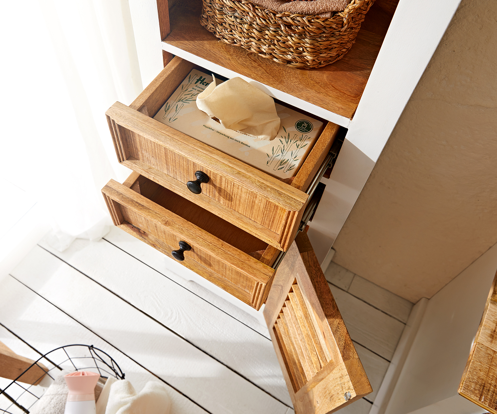 Szekrény Casa 45x190 cm mango fehér természetes - Image 4