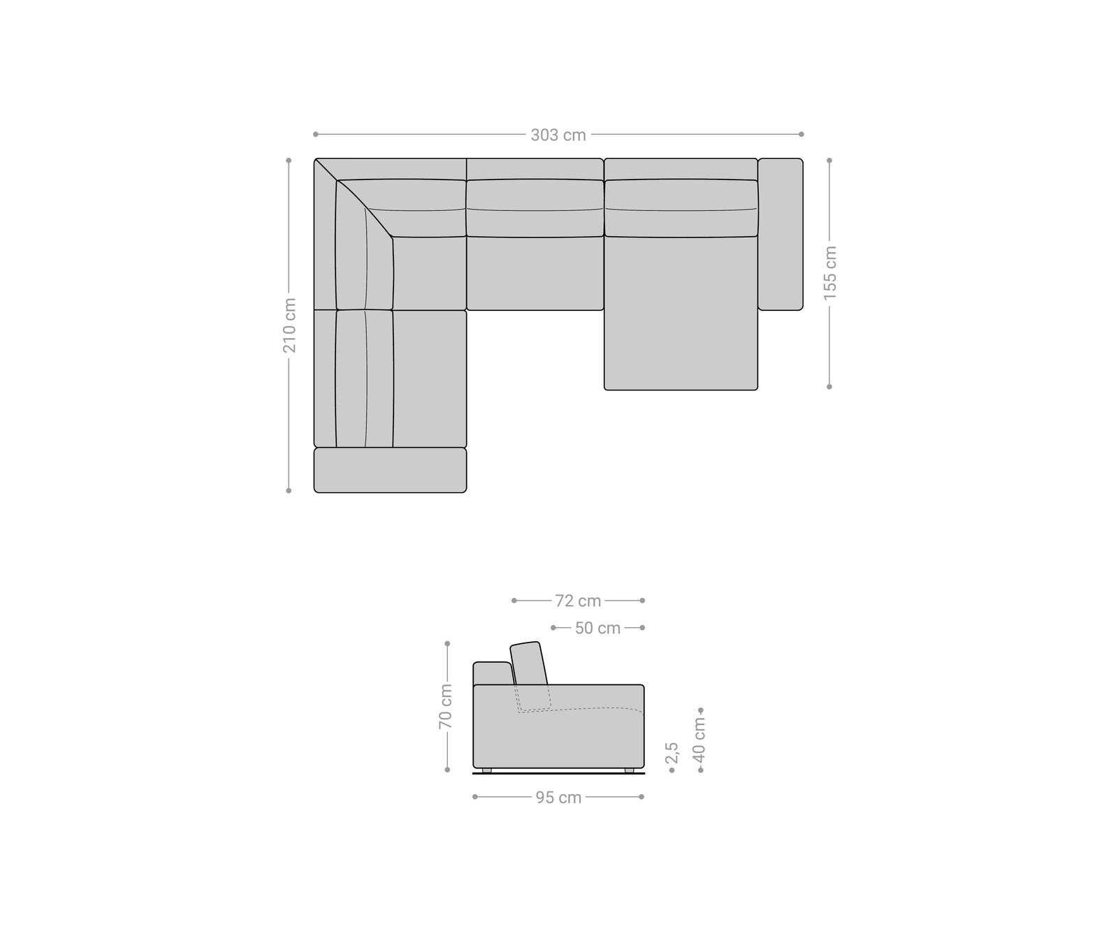 "U alakú kanapé Lanzo 300x210 cm bőr imitáció vintage antracit rekamié változtatható" - Image 7
