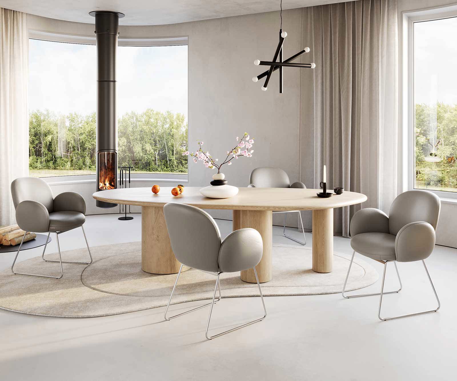 Étkezőszék Nube-Flex karfás valódi bőr sötét bézs vékony láb rozsdamentes acél zsákrugó - Image 5